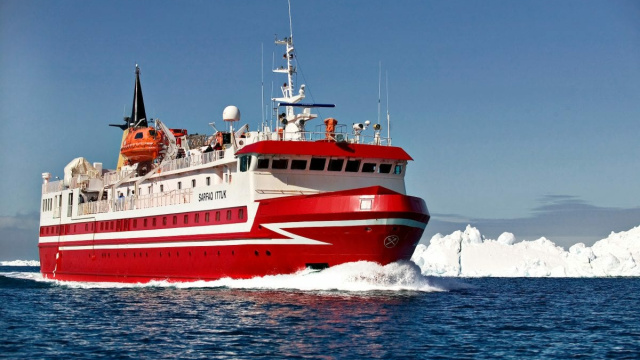 Coastal ship Sarfaq Ittuk and sailing northward Nuuk to Sisimiut